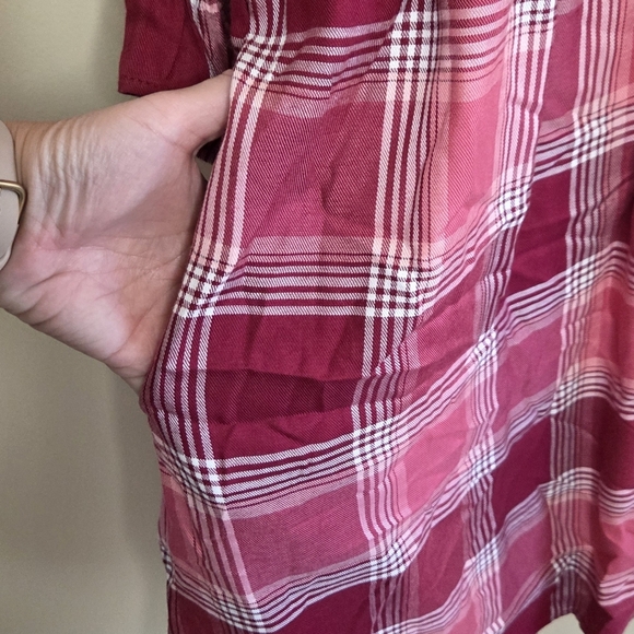 NWT Matilda Jane | Red Pink Plaid Long Sleeve Dress Buttons to Waist Size Small - Picture 7 of 9